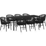  Vrtni set za objed 9 kom. Crna Čelik s prahom premazan | shoptok.hr