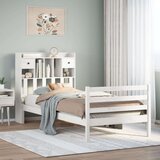 vidaXL Krevet s regalom za knjige bez madraca bijeli 75x190cm borovina | shoptok.hr