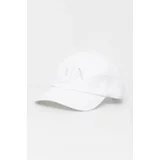 Armani_Exchange Bombažna bejzbolska kapa bela barva