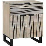 vidaXL Nočna omarica Bela in črna 50 x 33 x 60 cm Trden akacijev les, (5000160572) | Shoptok.si