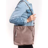 SHELOVET Beige women's handbag with decorative zippers