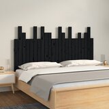 vidaXL Stensko posteljno vzglavje črno 146,5x3x80 cm trdna borovina Cene