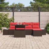  Sjedeća garnitura za vrt 6 kom. Smeđa i crvena poliratan 294 x 117 x 85 cm | shoptok.hr