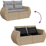  8-delna vrtna sofa garnitura z blazinami bež poli ratan akacija | Shoptok.si