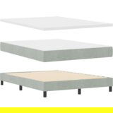 vidaXL Box Spring Krevet s Madracem & LED Svjetlom Svjetlosiva 140x200 cm Baršun | shoptok.hr