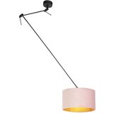 QAZQA Viseča svetilka z velur senco stara roza z zlatom 35 cm - Blitz I črna Cene
