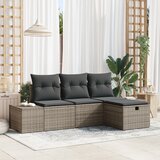 vidaXL 4-delni vrtni kavč set z blazinami siva poli ratan | Shoptok.si
