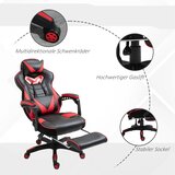  Ergonomska gamerska stolica okretna s uvlačivim osloncem za noge podesivim naslonom PU koža crna‑crvena | shoptok.hr