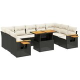  10-dijelni set vrtnih sofa s jastucima crni od poliratana | shoptok.hr
