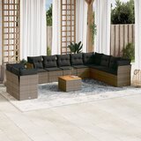 vidaXL 11-dijelni set vrtnih sofa od poliratana s jastucima sivi Cijene