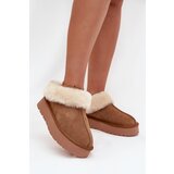 Boto Leather Suede Snow Boots for Women with Fur Camel Mivelle | Shoptok.si