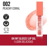 Rimmel London Oh My Gloss! Lip Oil olje za ustnice z vlažilnim učinkom odtenek 002 Peachy Coral 4.5 ml | Shoptok.si