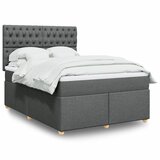 Maison Chic Box spring postelja - Vzmetna postelja z vzmetnico temno siva 140x200 cm blago SL10910, (21901951) | Shoptok.si