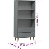  Regal za knjige MOLDE sivi 85x35x170,5 cm od masivne borovine | Eponuda.com