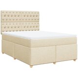 vidaXL Box spring postelja z vzmetnico krem 140x190 cm blago, (21305207) | Shoptok.si