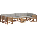  Set vanjskih sofa s jastukom 11 pcs Prirodna i svijetlo siva | shoptok.hr