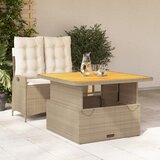  2-dijelni vrtni blagovaonski set od poliratana s jastucima bež 110 cm table length | shoptok.hr