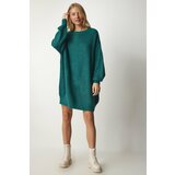 Happiness İstanbul Women's Emerald Green Oversize Long Basic Knitwear Sweater Cene