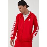 Adidas Dukserica Adicolor za muškarce, boja: crvena, s kapuljačom, s aplikacijom | shoptok.hr