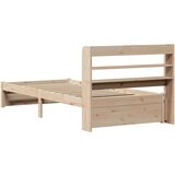vidaXL Posteljni okvir z vzglavjem bel 75x190 cm trdna borovina | Shoptok.si