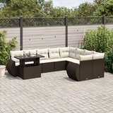  10-dijelni set vrtnih sofa od poliratana s jastucima smeđi | shoptok.hr
