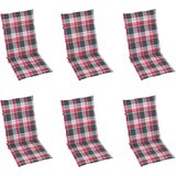  Jastuci za stolice 6 kom crveni karirani 120x50x3 cm od tkanine | shoptok.hr