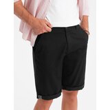 Ombre Classic men's chino shorts with rolled up leg - black | shoptok.hr