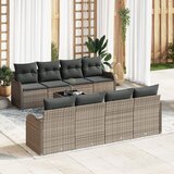 vidaXL 9-dijelni vrtni sofa set s jastučićima siva poli ratan, 2-sjedalni vrtni sofa s jastučićima siva poli ratan Cijene