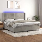  Box spring postelja z vzmetnico LED svetlo siva 200x200cm žamet, (20761279) Cene