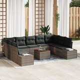 vidaXL 10-dijelni vrtni sofa set s jastučićima siva poli ratan akacija | shoptok.hr