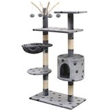  Penjalica Grebalica za Mačke sa Stupovima od Sisala 125 cm Siva s Otiskom Šapa | Eponuda.com