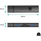 Connect IT CHU-4060-AN - USB-A hub sa čitačem memorijskih kartica 4u1 | Eponuda.com