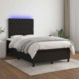  Box spring postelja z vzmetnico LED črna 120x200 cm blago, (20790724) Cene