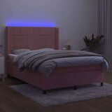  Box spring postelja z vzmetnico LED roza 80x200 cm žamet, (20894594) | Shoptok.si