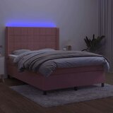  Box spring s madracem LED ružičasti 140x200cm baršunasti | shoptok.hr