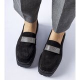 Gemre Black eco-suede moccasins Nicholls with rhinestones | Shoptok.si