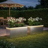  Vrtna posuda za sadnju s LED svjetlom 2 kom. Srebrna - Nehrđajući čelik 50 x 100 x 48 cm 2 | shoptok.hr