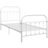 Maison Chic Posteljni okvir - Enojna postelja - Postelja za odrasle bel kovinski 100x200 cm-J6381, (21771612) | Shoptok.si