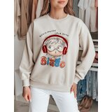 DStreet Bluza damska oversize z nadrukiem LALA VIBE beżowa | Shoptok.si