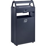 VAR Zbiralnik odpadkov s pepelnikom in streho za zaščito pred dežjem, prostornina 60 l, ŠxVxG 480 x 960 x 250 mm, črno siv RAL 7021 | Shoptok.si