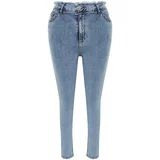 Trendyol Curve Light Blue Tassel Detailed Stretchy Skinny Jeans