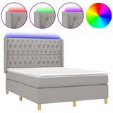 Maison Chic Box spring postelja - Vzmetna postelja z vzmetnico LED sv. siva 140x200 cm blago SL21614, (21903242) | Shoptok.si
