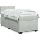 vidaXL Box spring postelja z vzmetnico svetlo siva 90x200 cm žamet | Shoptok.si