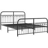  The Living Store Kovinski posteljni okvir z vzglavjem in vznožjem črn 150x200 cm - Posteljni Okvir, (21523353) | Shoptok.si