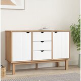  Komoda smeđe-bijela 113,5 x 43 x 73 cm od masivne borovine | shoptok.hr