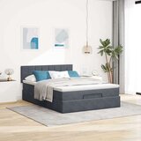 vidaXL Otomanska postelja z vzmetnico&LEDs temno siva 140x200cm žamet | Shoptok.si