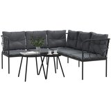 Set vrtnih sofa s jastucima crni od čelika i tekstilena | Eponuda.com