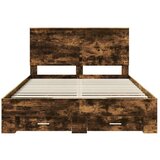  Okvir za krevet s uzglavljem Dimljeni hrast 135 x 190 cm | shoptok.hr