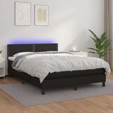 Box spring s madracem LED crni 140x200cm od umjetne kože Cijene