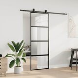  Klizna vrata s priborom crna 76 x 205 cm kaljeno staklo | Eponuda.ba